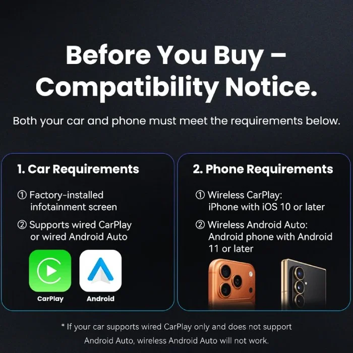 ADAPTADOR USB-A CARPLAY/ANDROID AUTO INALAMBRICO NEGRO VENTION